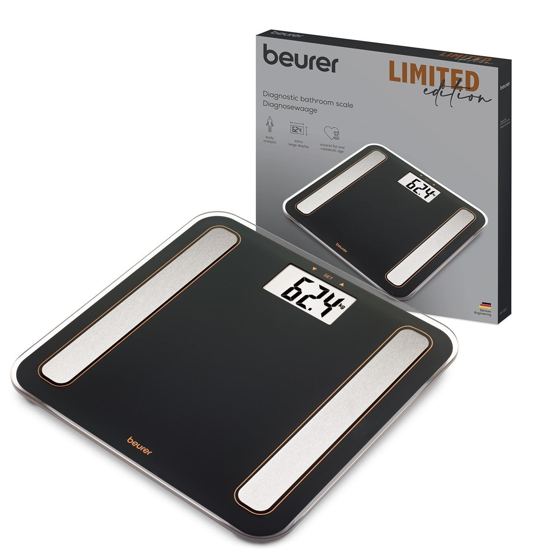 Beurer BF 183 Diagnostic BMI Glass Bodyweight Scale - Limited Black & Bronze Edition