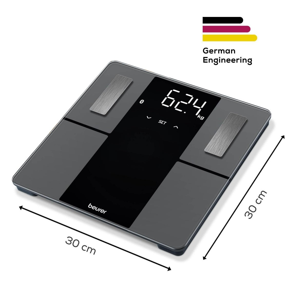 Beurer BF 500 Diagnostic Digital Scale | BMI Scale | Body Fat Scale with Bluetooth & App in Super Black