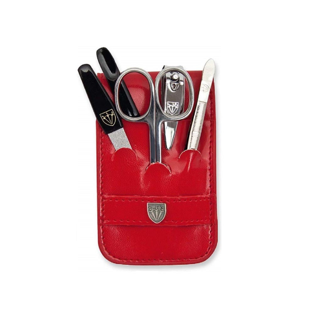 Kellermann 3 Swords Manicure Set BL 58831 MC N Red Faux Leather - 5 Piece