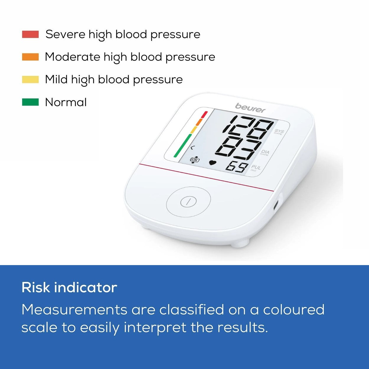 Beurer BM 23 Dual-Energy Upper Arm Blood Pressure Monitor Single Touch - Universal Cuff 22-42cm