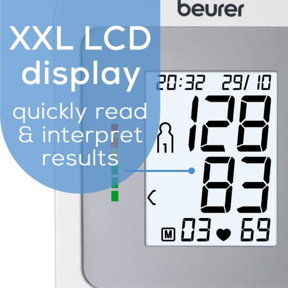 Beurer Germany BM 26 Upper Arm Blood Pressure Monitor: Arrhythmia & Risk Indicator. For up to 4 Users. 30 Memory Spaces