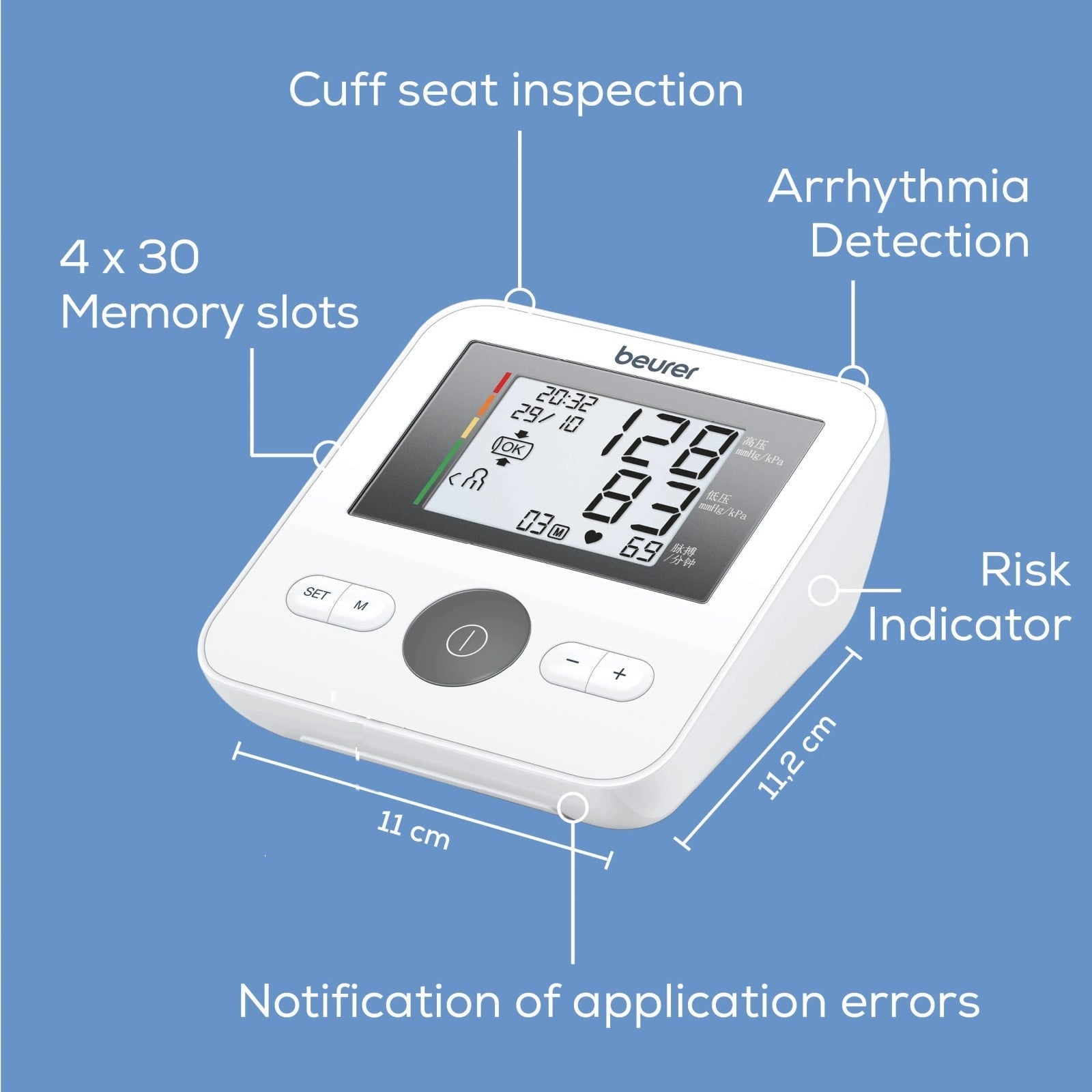 Beurer Germany BM 27 Upper Arm Blood Pressure Monitor | Clinically Accurate | Arrhythmia & Risk Alerts