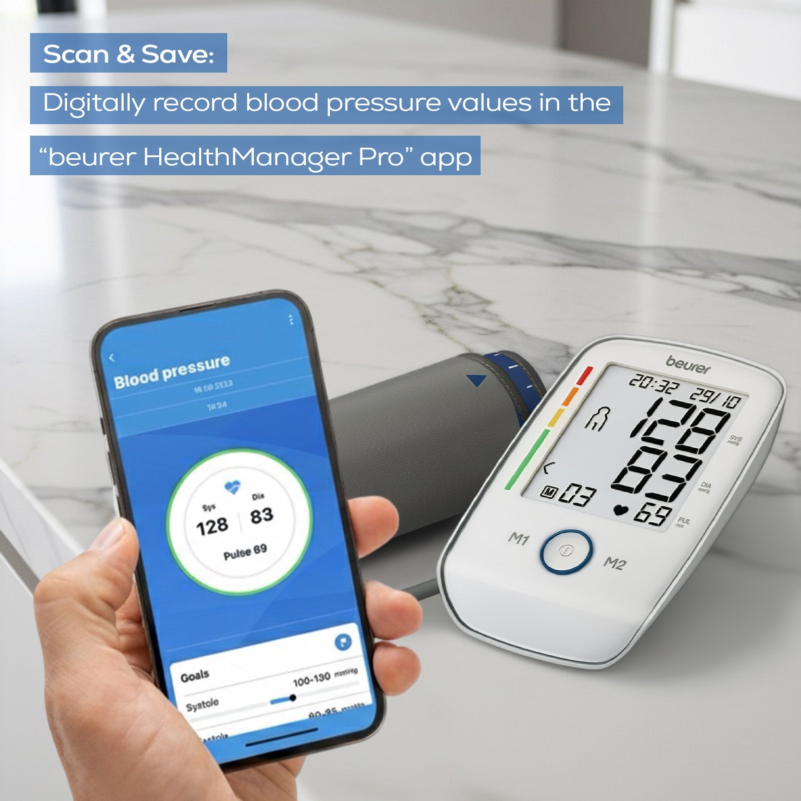 Beurer Germany BM 45 Upper Arm Blood Pressure Monitor | XL Illuminated Display | Touch Sensor Buttons