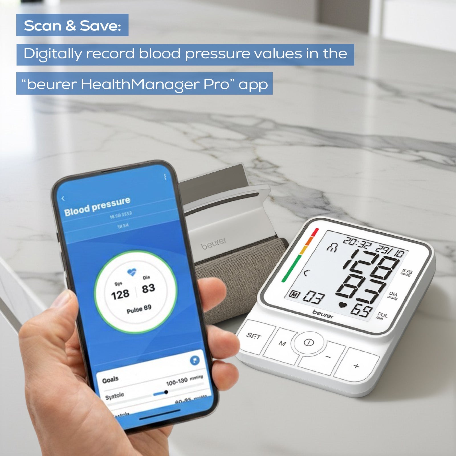 Beurer Germany BM 51 Upper Arm Blood Pressure Monitor | EasyClip Cuff & XL Display