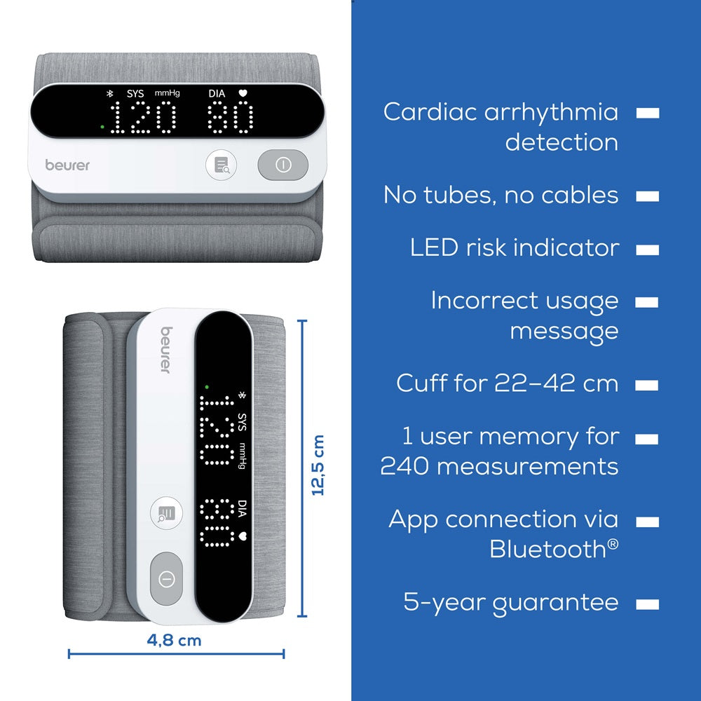 Beurer Germany BM 59 Upper Arm Blood Pressure Monitor: Bluetooth Enabled, No Tubes, Track BP on App