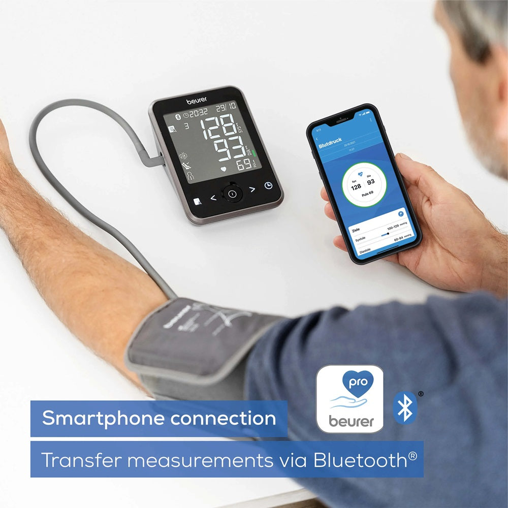 Beurer Blood Pressure Monitor with App & Bluetooth: Track BP, Arrhythmia, Pulse BM 64