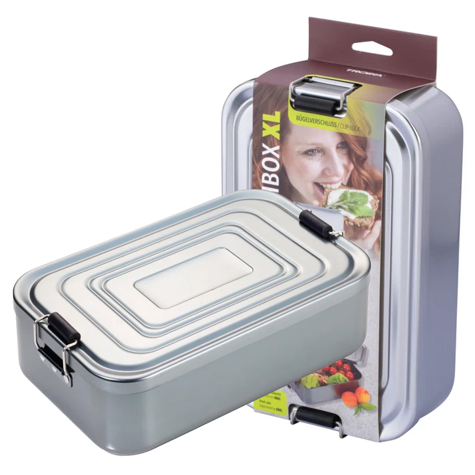 TROIKA Germany XL Aluminium Lunchbox | Removable Divider | Clip-Lock