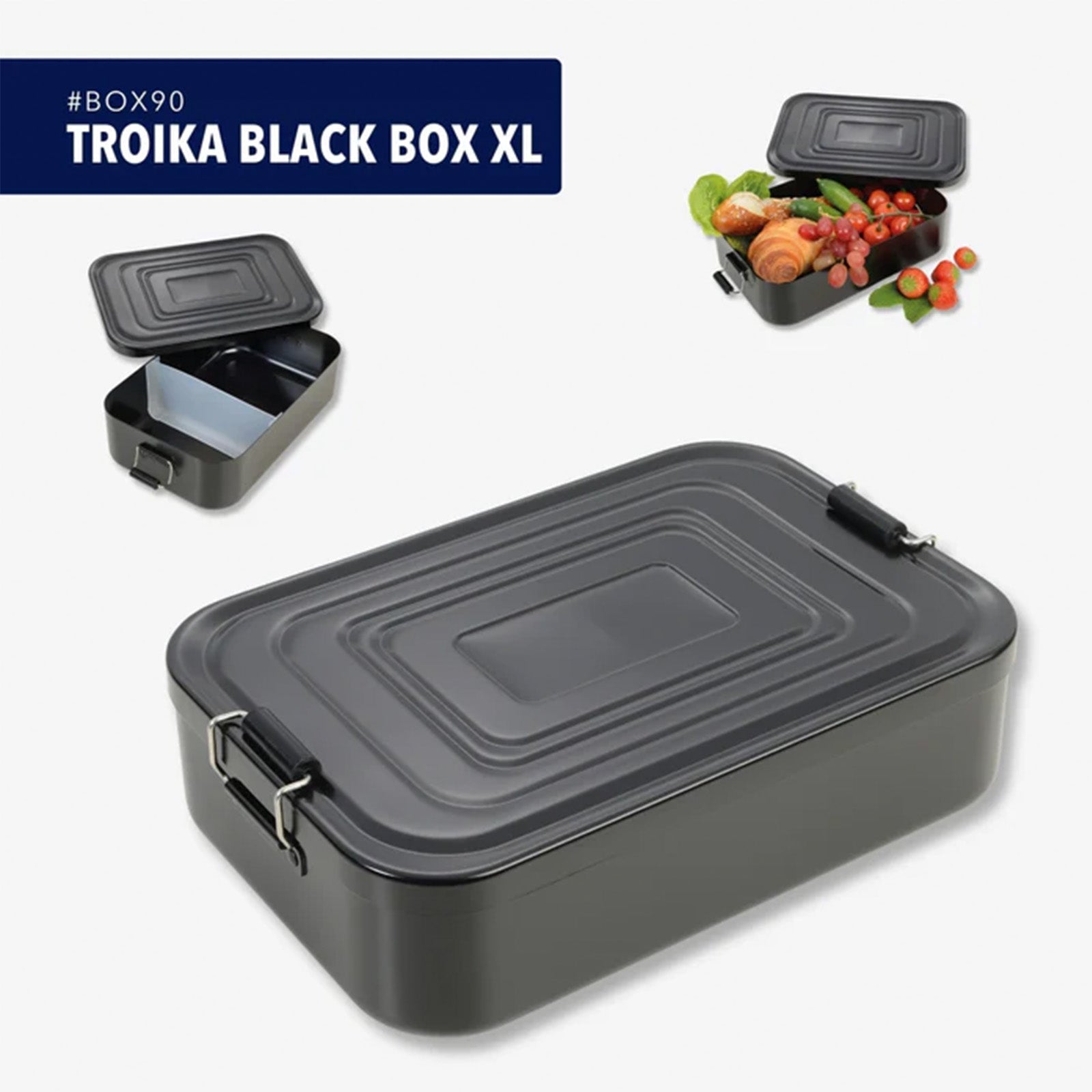 TROIKA Germany XL Lunchbox | Clip-Lock Aluminium | Removable Divider