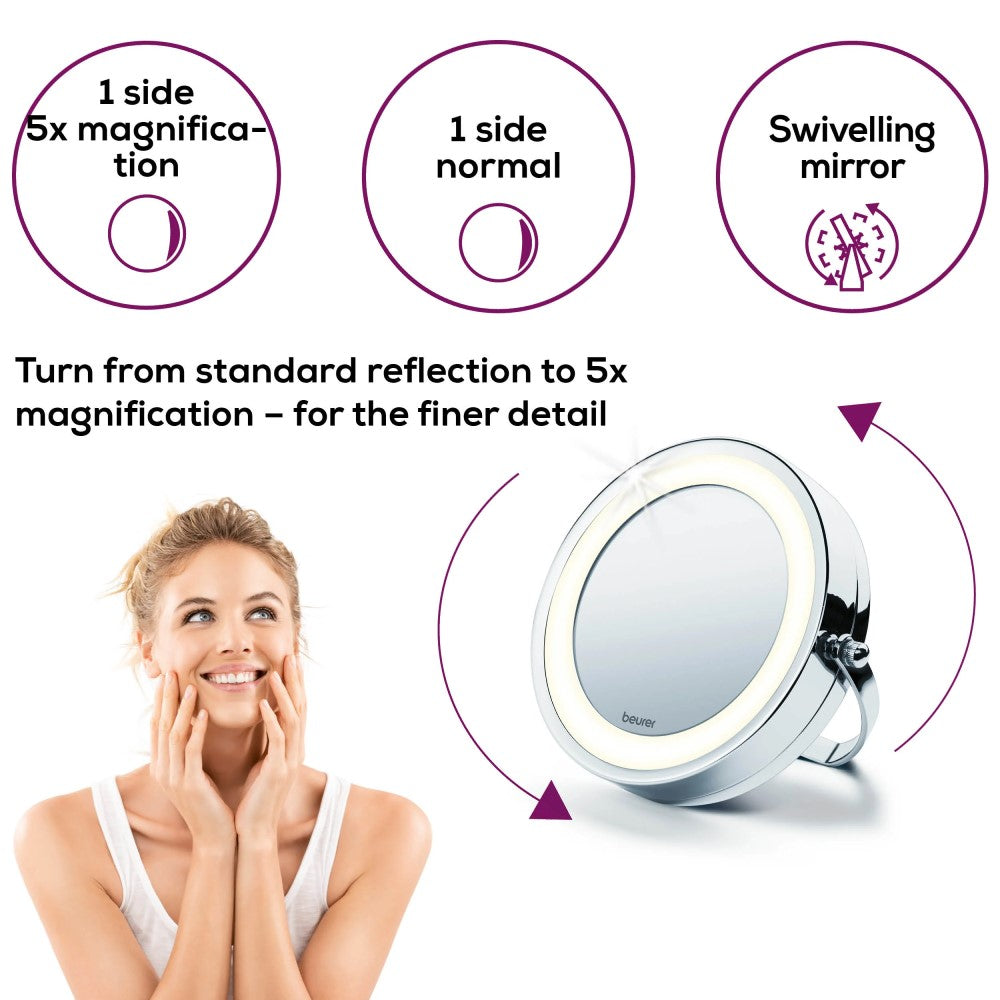 Beurer Cosmetics Mirror: Illuminated 2-in-1 Mounted & Standing Mirror BS 59
