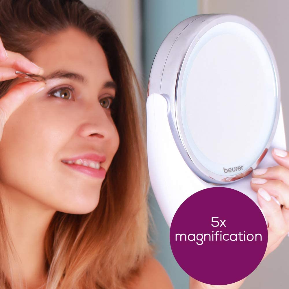 Beurer Germany BS 49 Cosmetic Mirror / Makeup Mirror with LED Lights, 5x Magnification