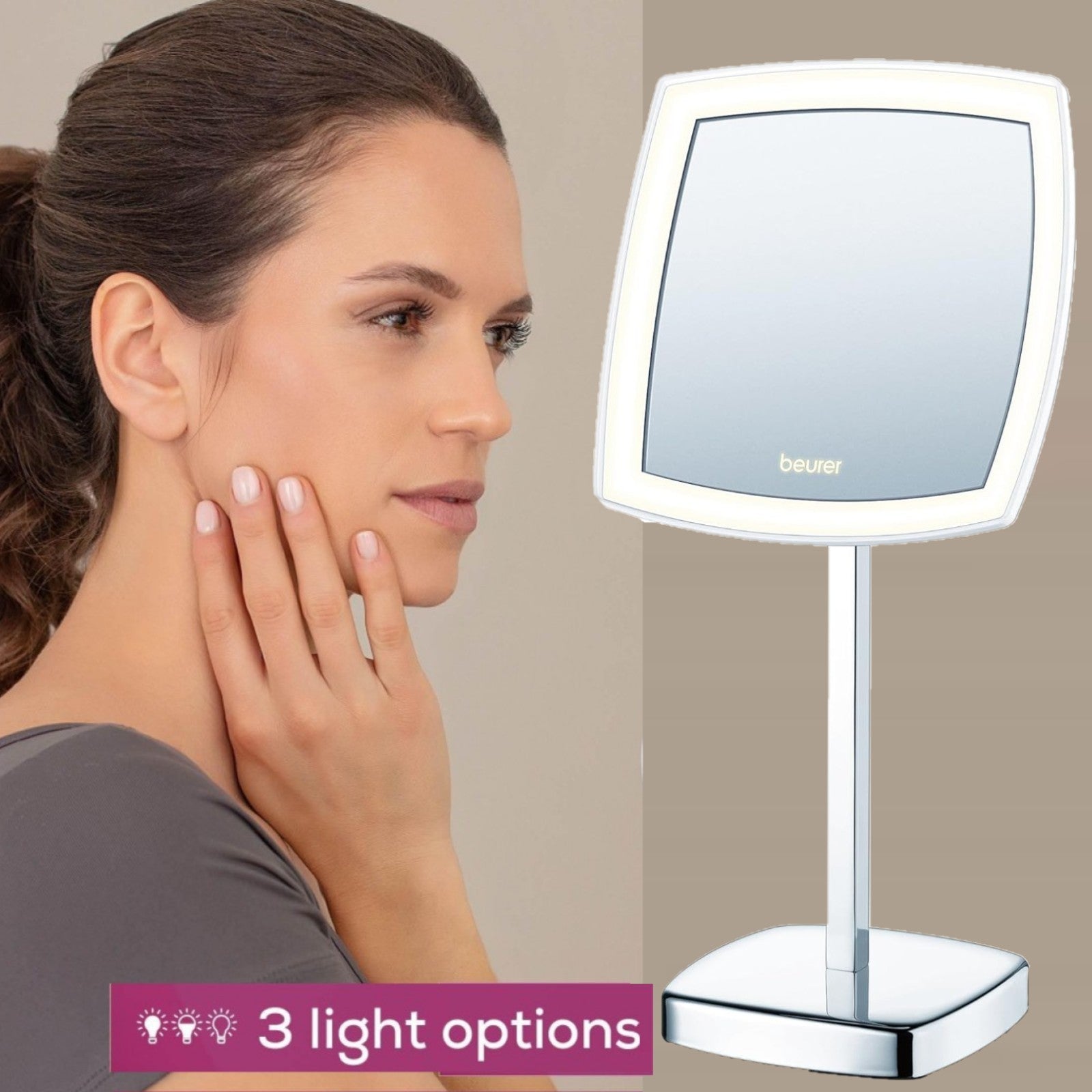 Beurer Germany LED Cosmetic Mirror | 5X Magnification. Bright Adjustable LED Light | BS 99