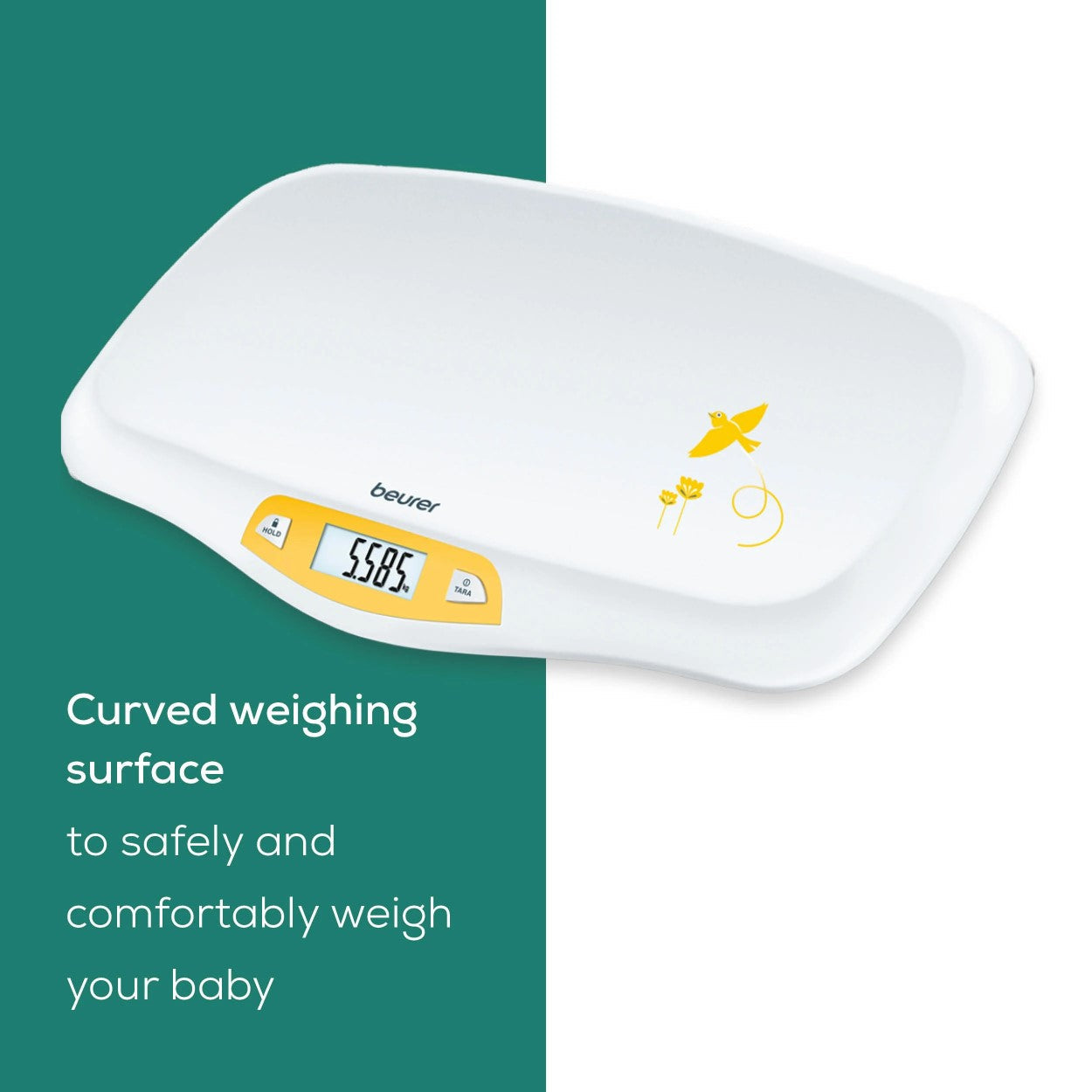 Beurer BY 80 Baby Scale: Non-Slip, Tare Function for Wriggly Baby, 5g Increments