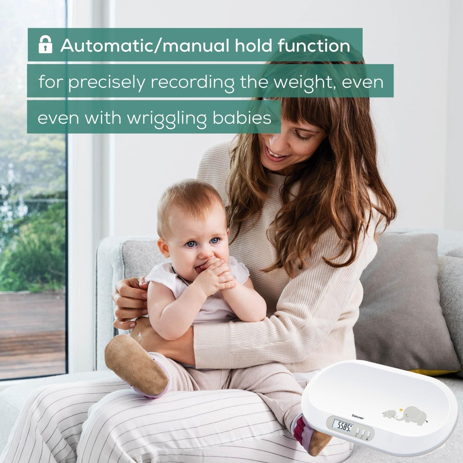 Beurer BY 90 Baby Scale with Bluetooth, App & Integrated Tape Measure | Track & Monitor Babies Weight