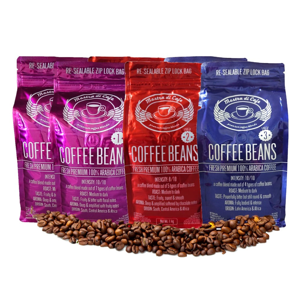 Mostra Di Cafe 1kg Bundle - 2 x Forza 1, 2 x Forza 2, 2 x Forza 3 coffee beans