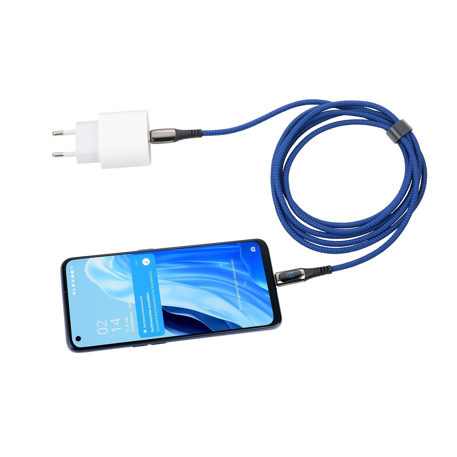 TROIKA Germany USB-C to USB-C Cable | 100W PD | Lightning Adapter | 2m Blue