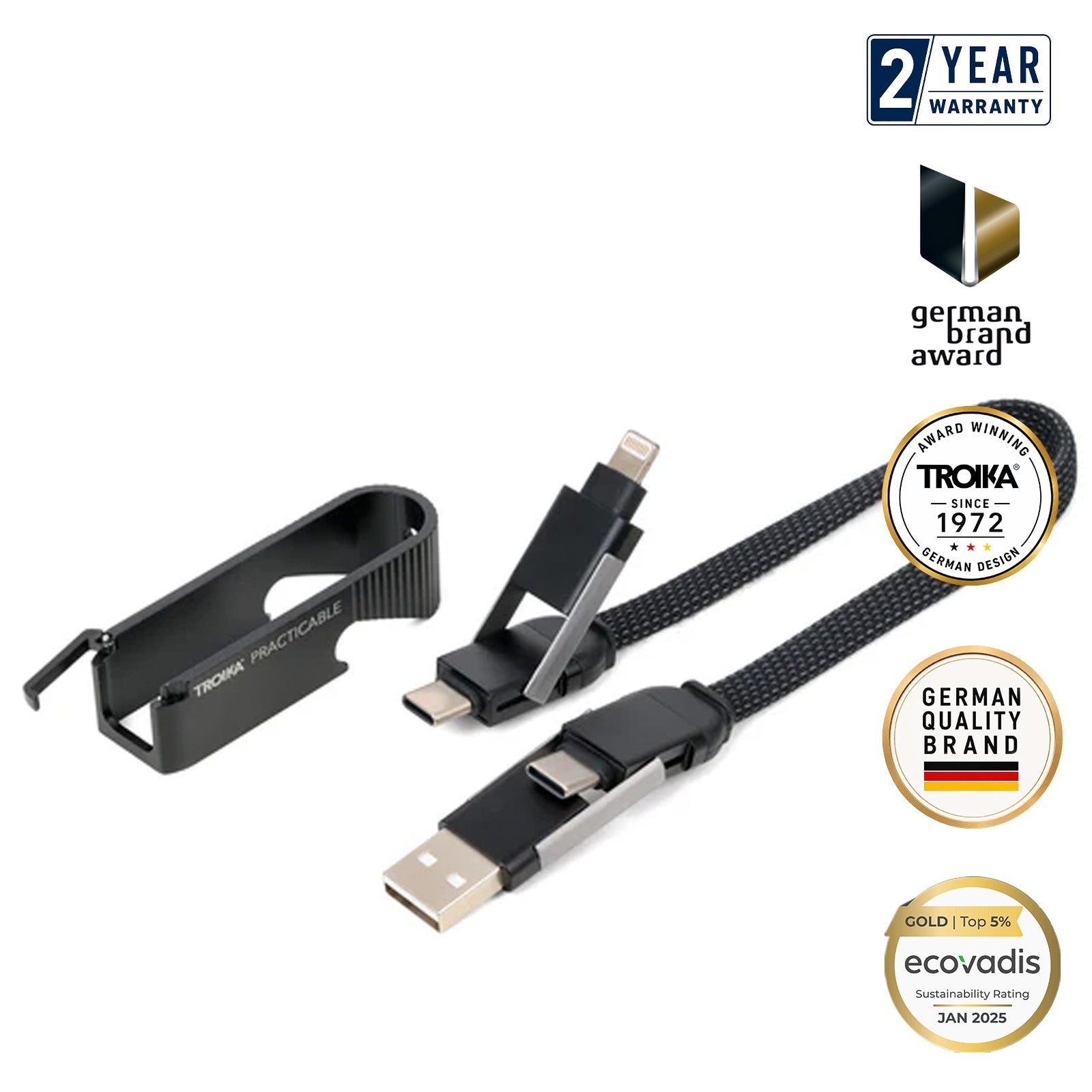 TROIKA Germany USB-C Charging Cable | Built-In Bottle Opener | Gift