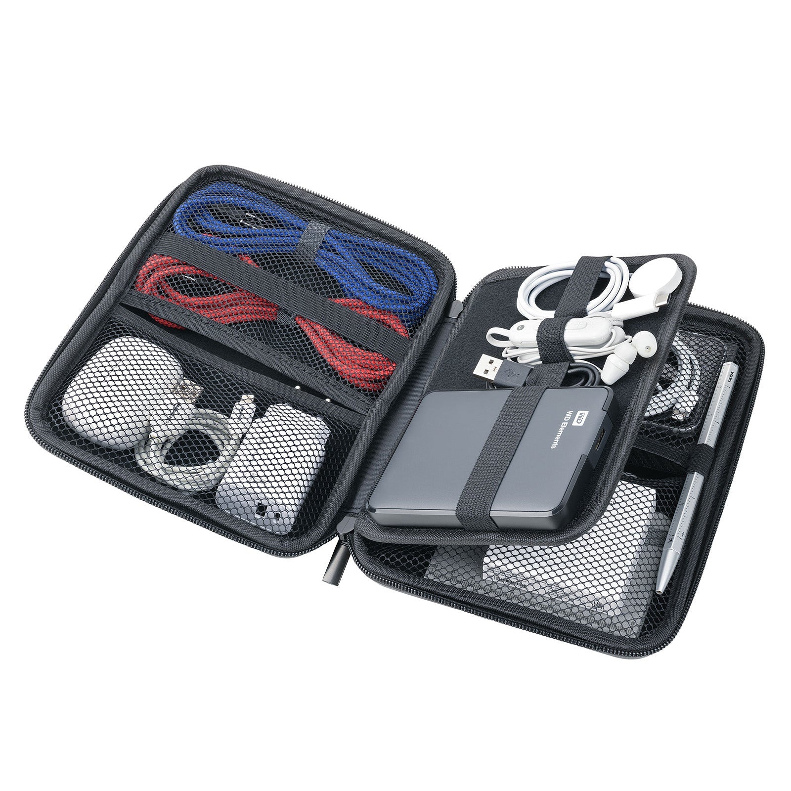 TROIKA Germany Organiser Case | Hard Shell Carbon Look | 3 Compartments