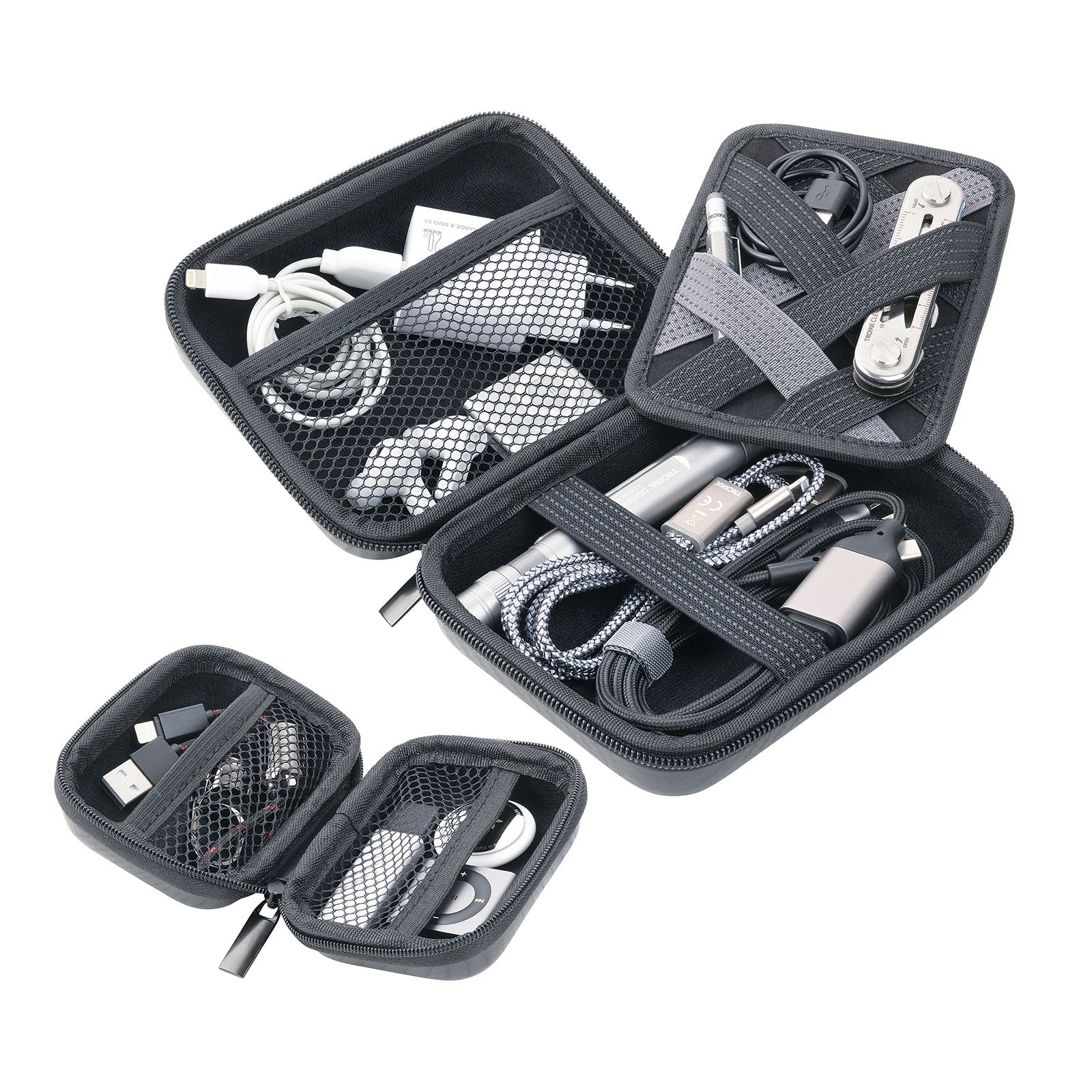 TROIKA Germany Organiser Case Set of 2 | Carbon Look | Removable Insert