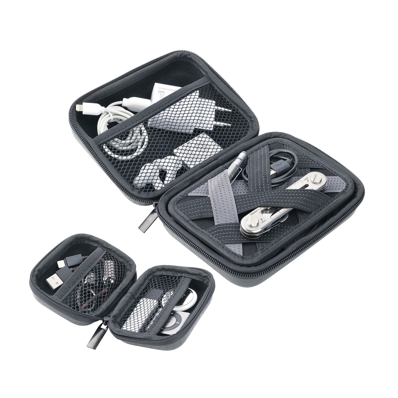 TROIKA Germany Organiser Case Set of 2 | Carbon Look | Removable Insert