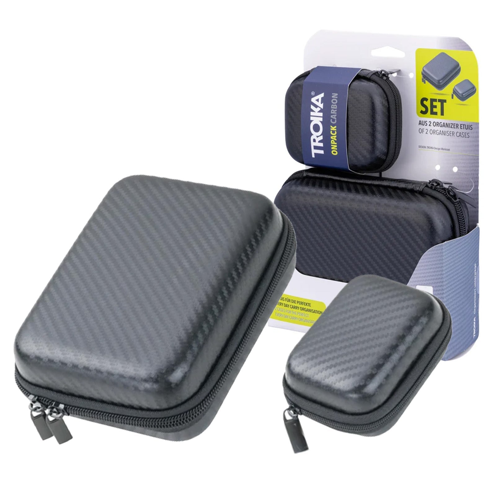 TROIKA Germany Organiser Case Set of 2 | Carbon Look | Removable Insert