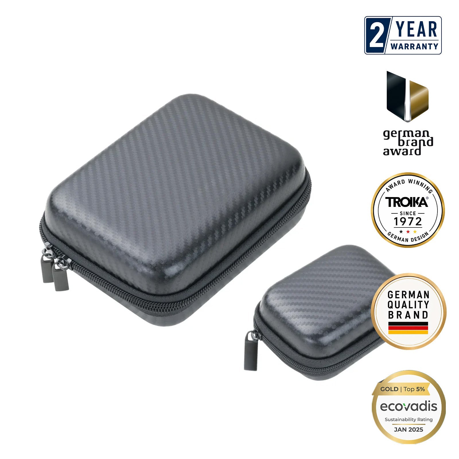 TROIKA Germany Organiser Case Set of 2 | Carbon Look | Removable Insert