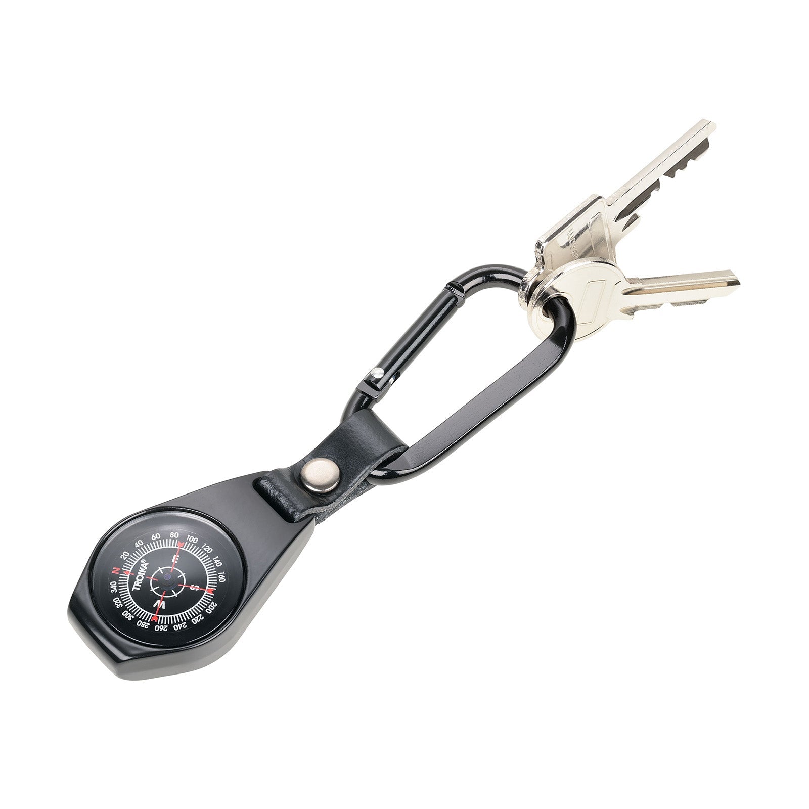 TROIKA Germany Compass Clip Keyring | Leather Loop | Hiking Gift