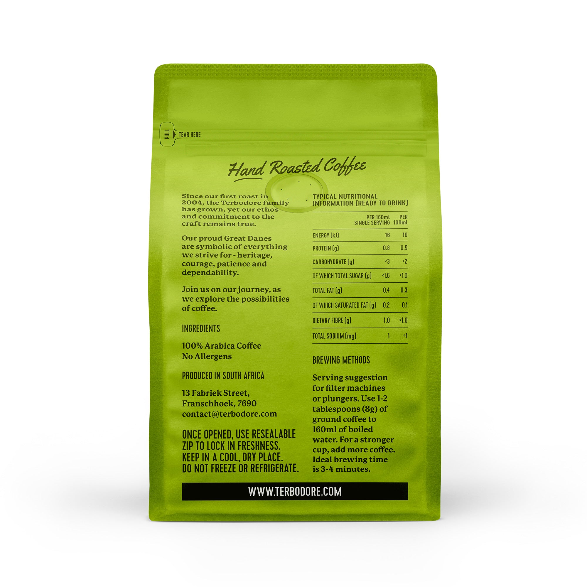 Terbodore Mac Espresso Coffee Beans 250g | 7-Origin Dark Roast | Balanced Finish