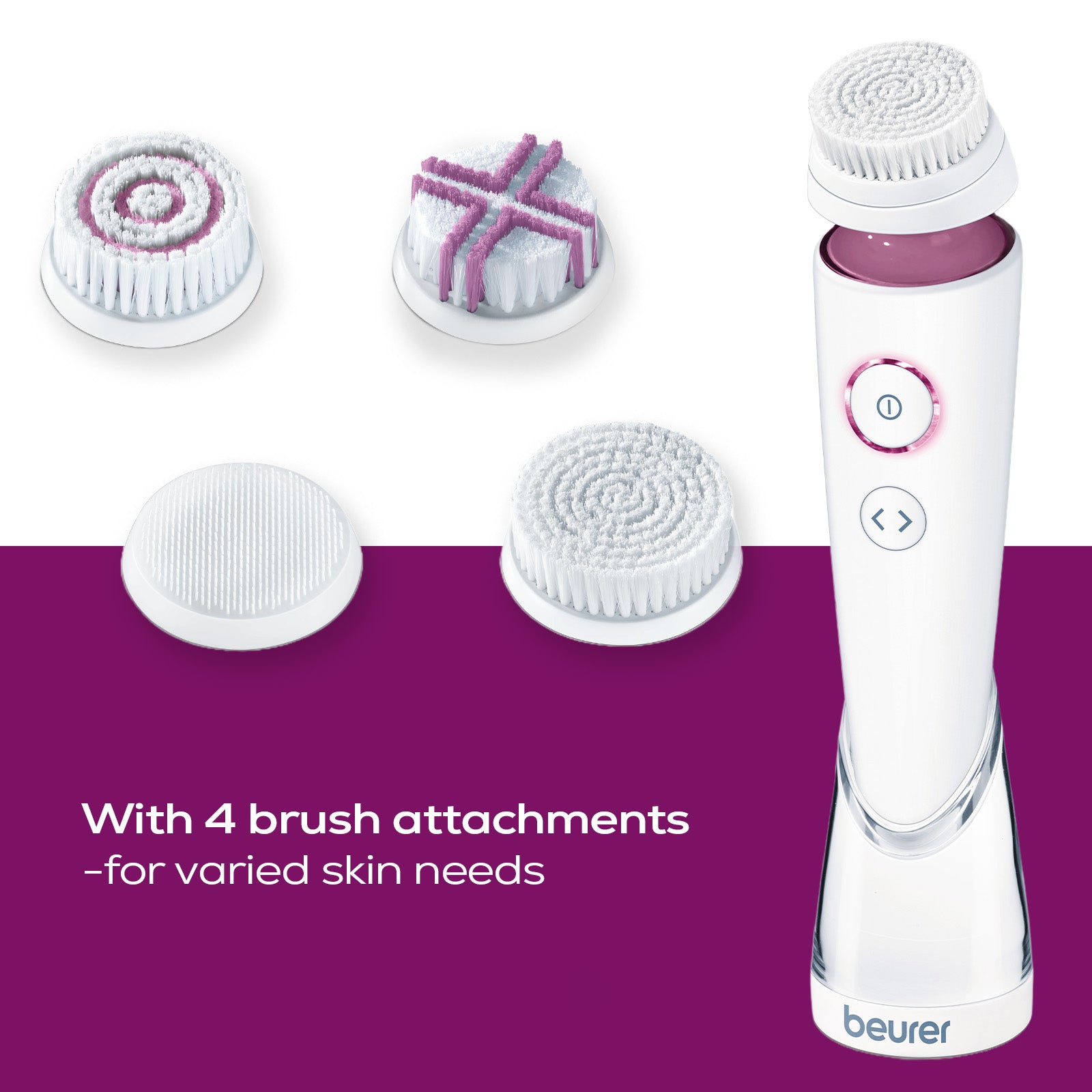 Beurer FC 95 Facial Brush | Deep Cleansing | 4 Attachments | Waterproof IPX7 | Rechargeable