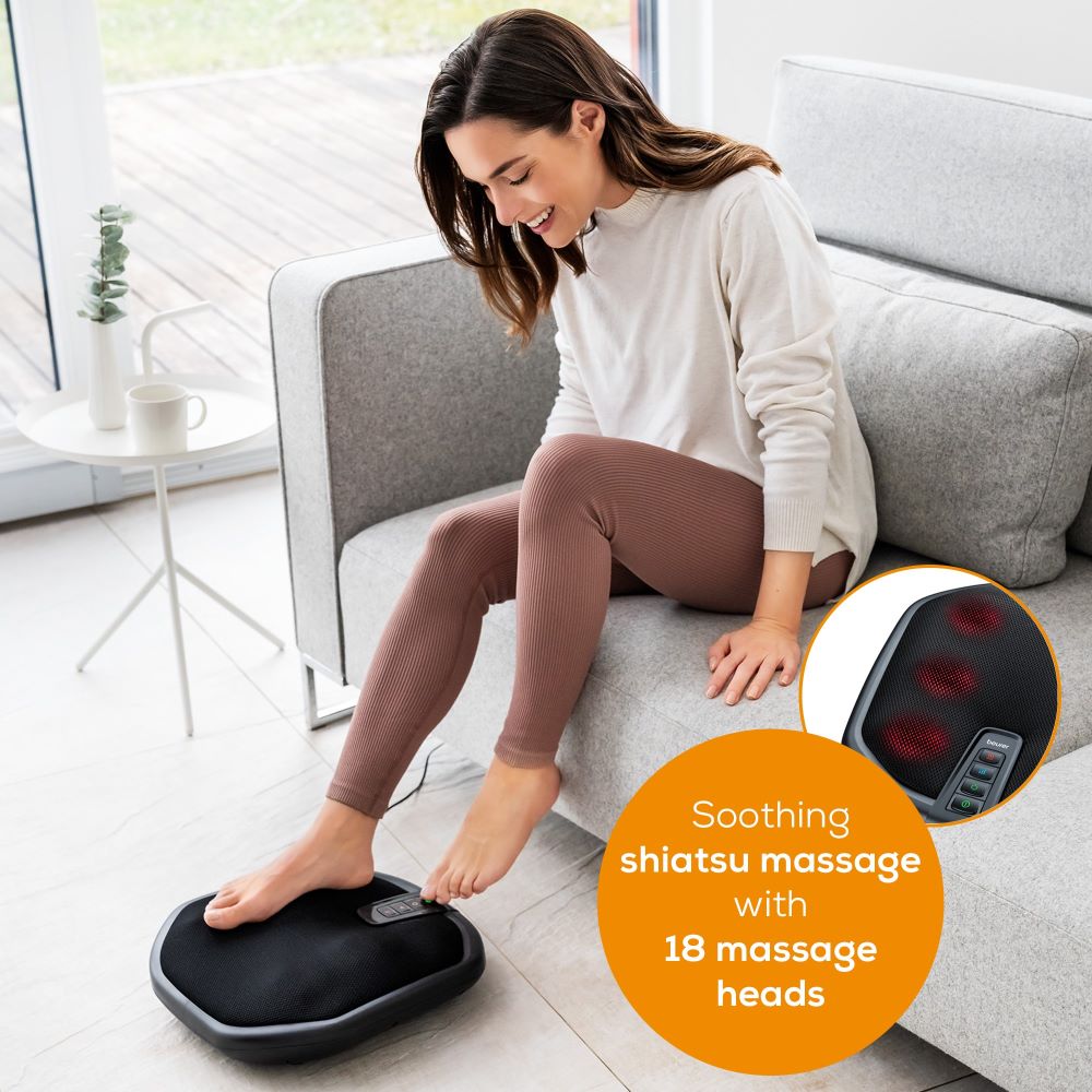 Beurer Shiatsu Foot & Back Massager: Heat Function & 3 Speed Options FM 70