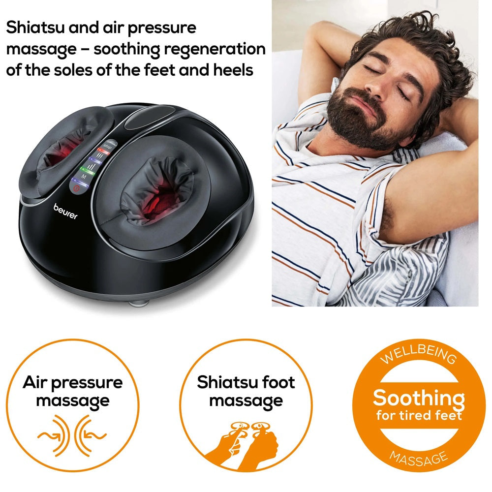 Beurer FM 90 Foot Massager: Shiatsu & Air Pressure Massage with Heat Option