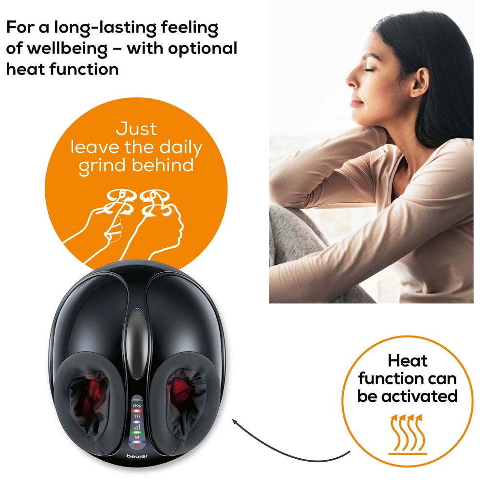 Beurer FM 90 Foot Massager: Shiatsu & Air Pressure Massage with Heat Option