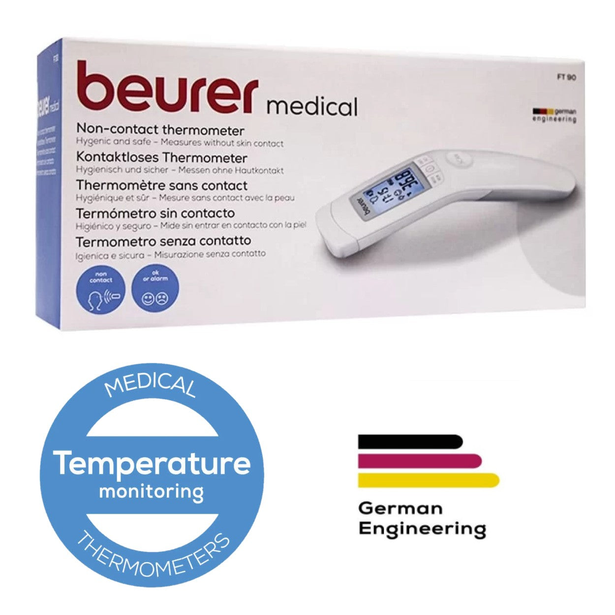 Beurer FT 90 Non-Contact Clinical Thermometer | Measure Forehead, Room or Surface Temperatures | Quick & Accurate