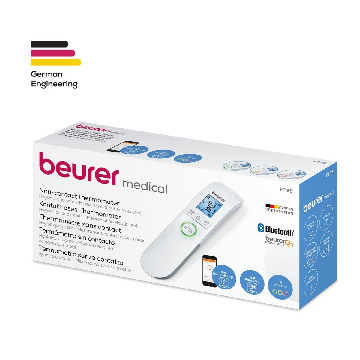 Beurer Germany Non-Contact Thermometer, Instant Body Temperature FT 95+App