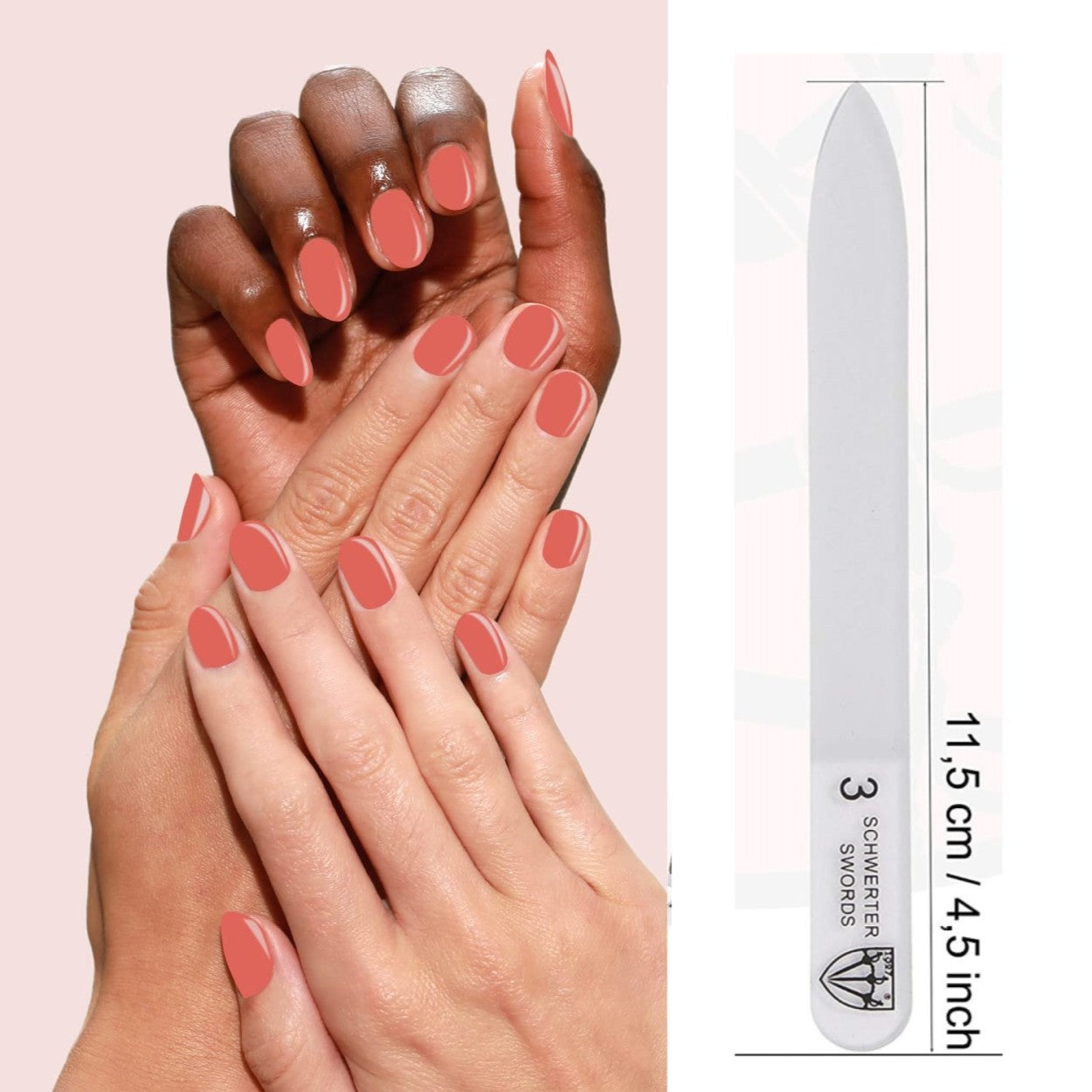 Kellermann 3 Swords Glass Nail File for Gentle Nail Filing FU 2703 | 11.5cm