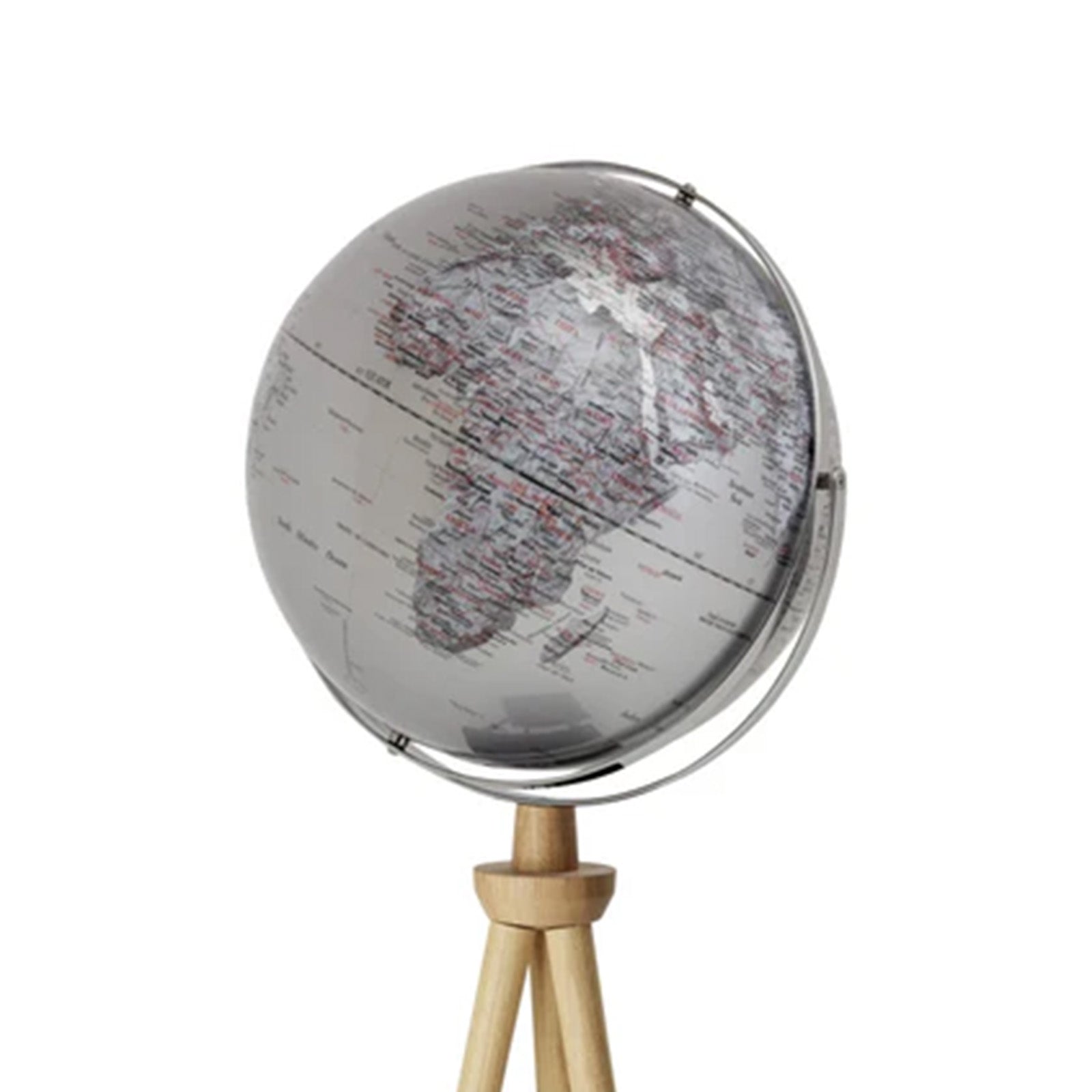 TROIKA Germany Floor Globe 43cm | Oak Wood 3-Leg Stand | Silver | Gift
