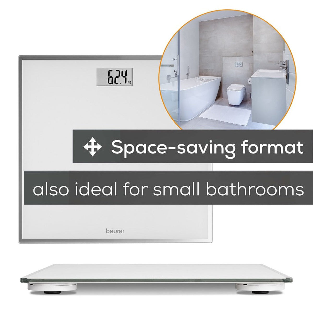 Beurer Bathroom Scale | GS 120 | Compact, Space-Saving Design | 150kg Capacity