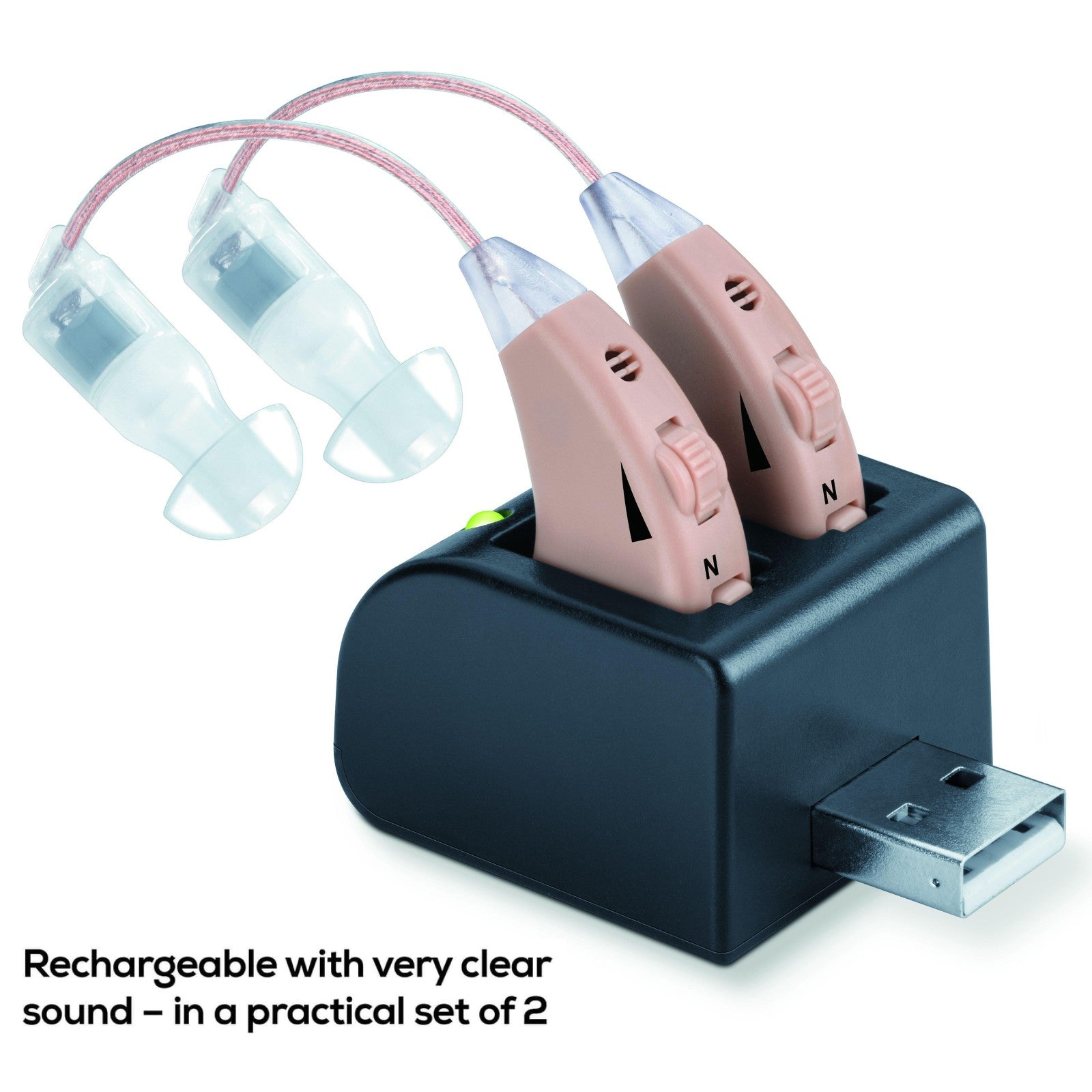 Beurer Germany HA 55 Personal Hearing Amplifiers. Rechargeable. RIC Design. Set of 2