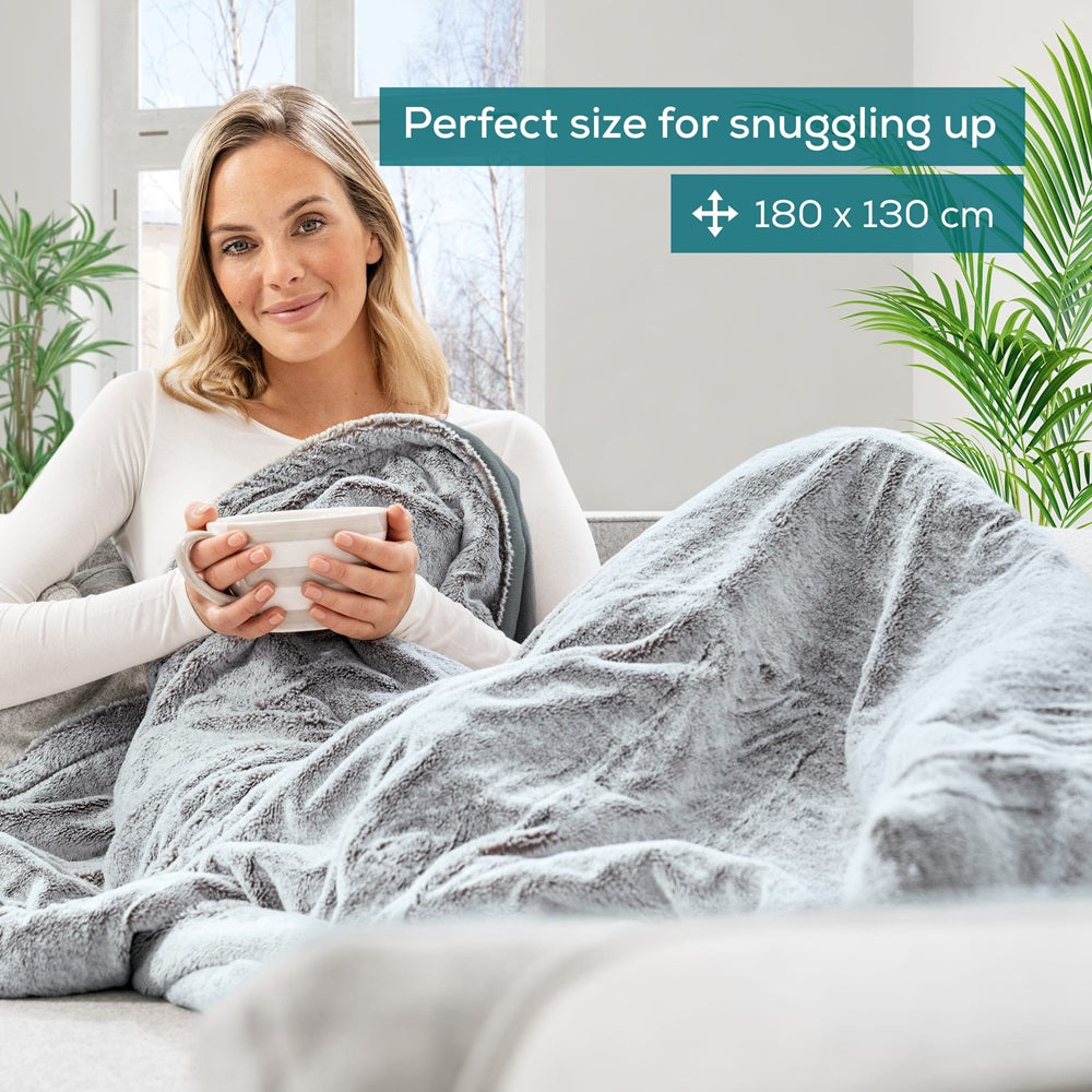 Beurer Electric Blanket: Cosy & Eco-Friendly Heated Throw HD 75 NORDIC GP in GREY 180 x 130cm