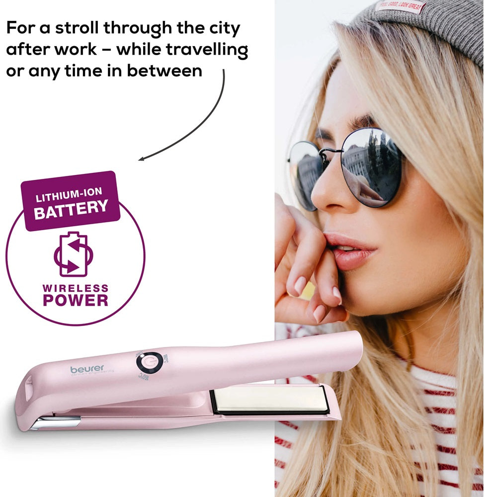 Beurer Hair Straightener: Cordless USB Rechargeable Compact Travel Straightener HS 20