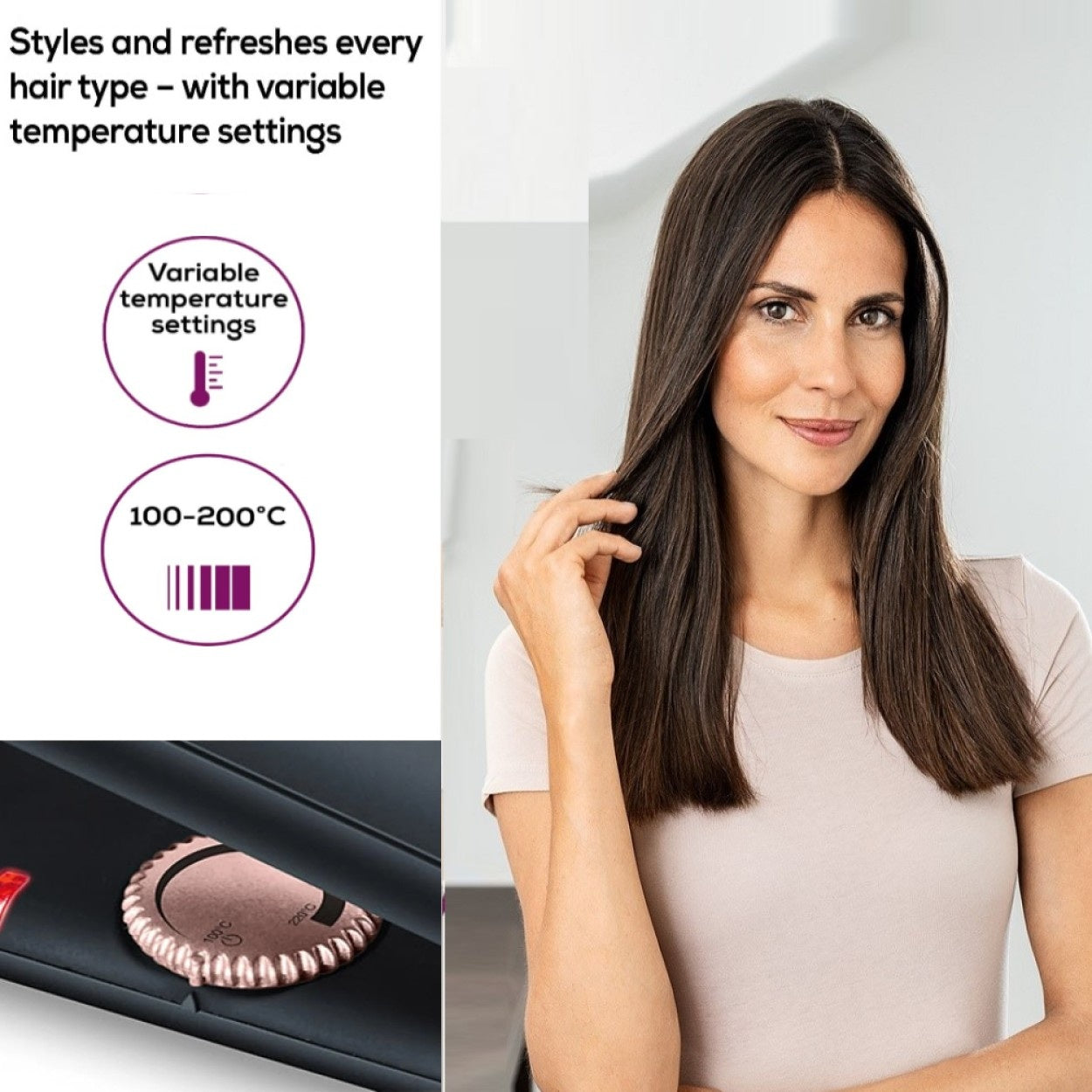 Beurer Hair Straightener / Flat Iron: Fast Heat. Variable Temperature. Straightening, Curl or Wave Options HS 30