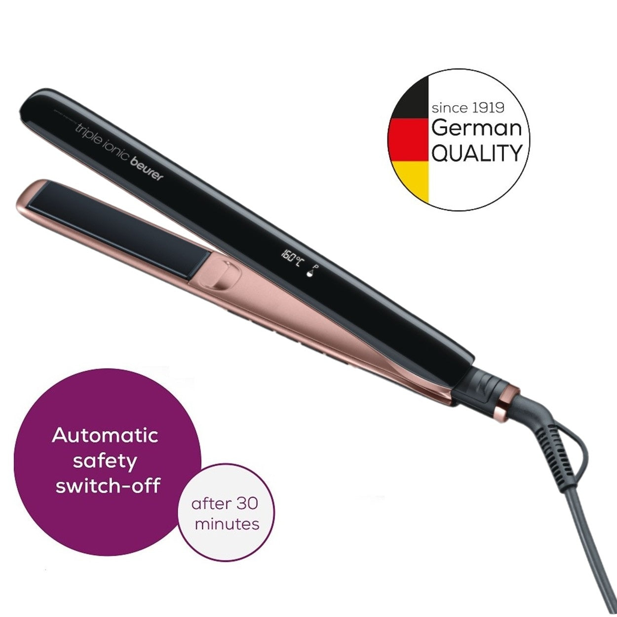Beurer Hair Straightener HS 80 Titanium Coated & Triple Ionic