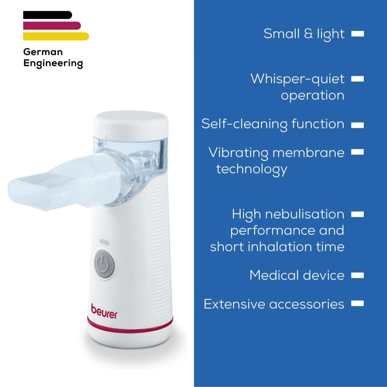 Beurer IH 51 Nebuliser: Rechargeable, Portable, Self-Cleaning, Suitable for Adults & Children