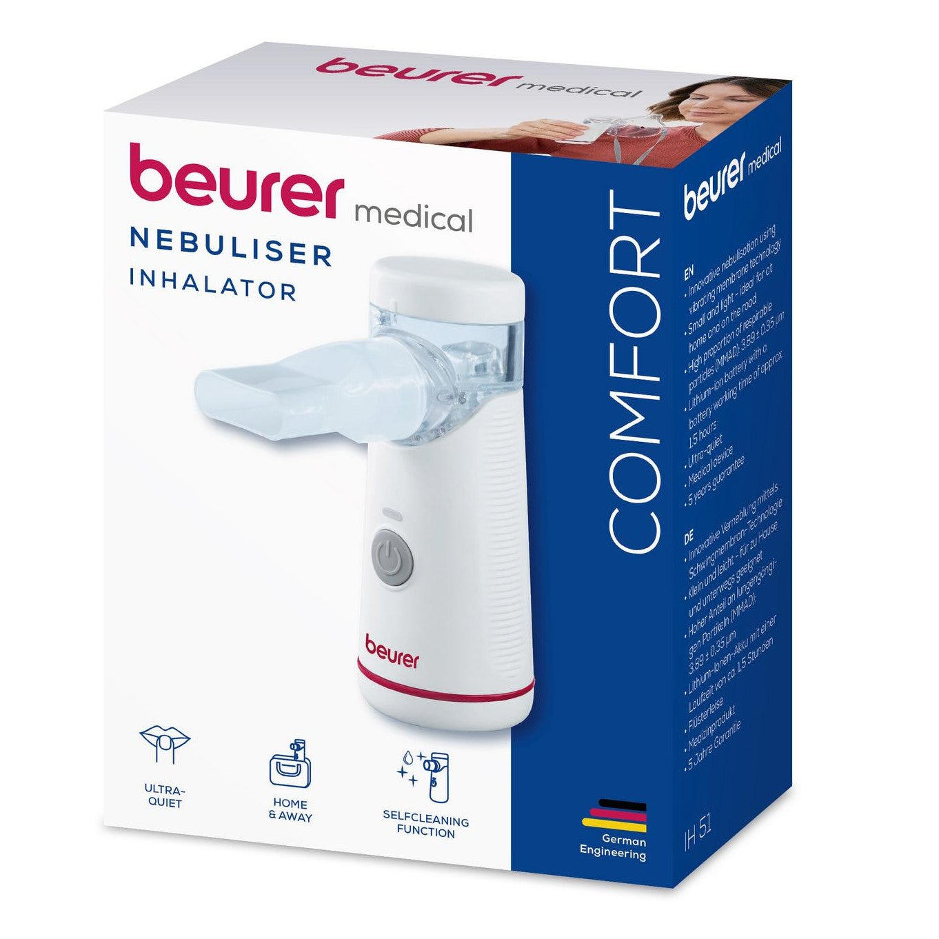 Beurer IH 51 Nebuliser: Rechargeable, Portable, Self-Cleaning, Suitable for Adults & Children