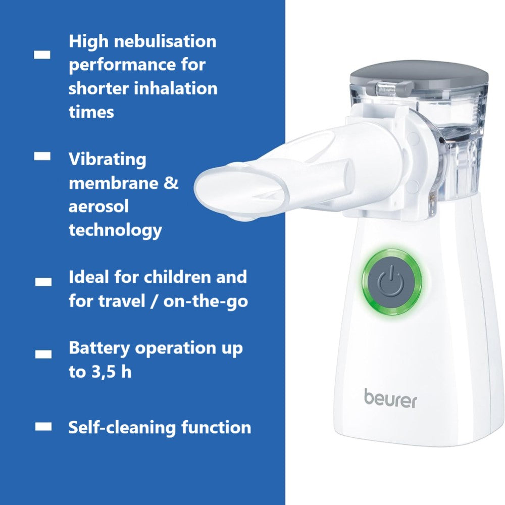 Beurer Nebuliser Ideal for Adults, Children & Travel: Compact & USB Rechargeable IH 57