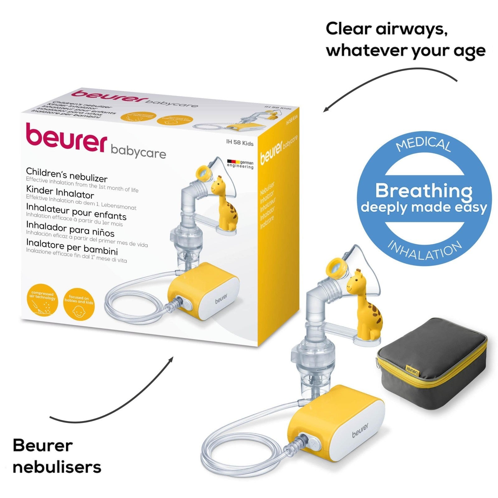 Beurer Germany Kids Travel Nebuliser with Baby & Child Masks IH 58 KIDS