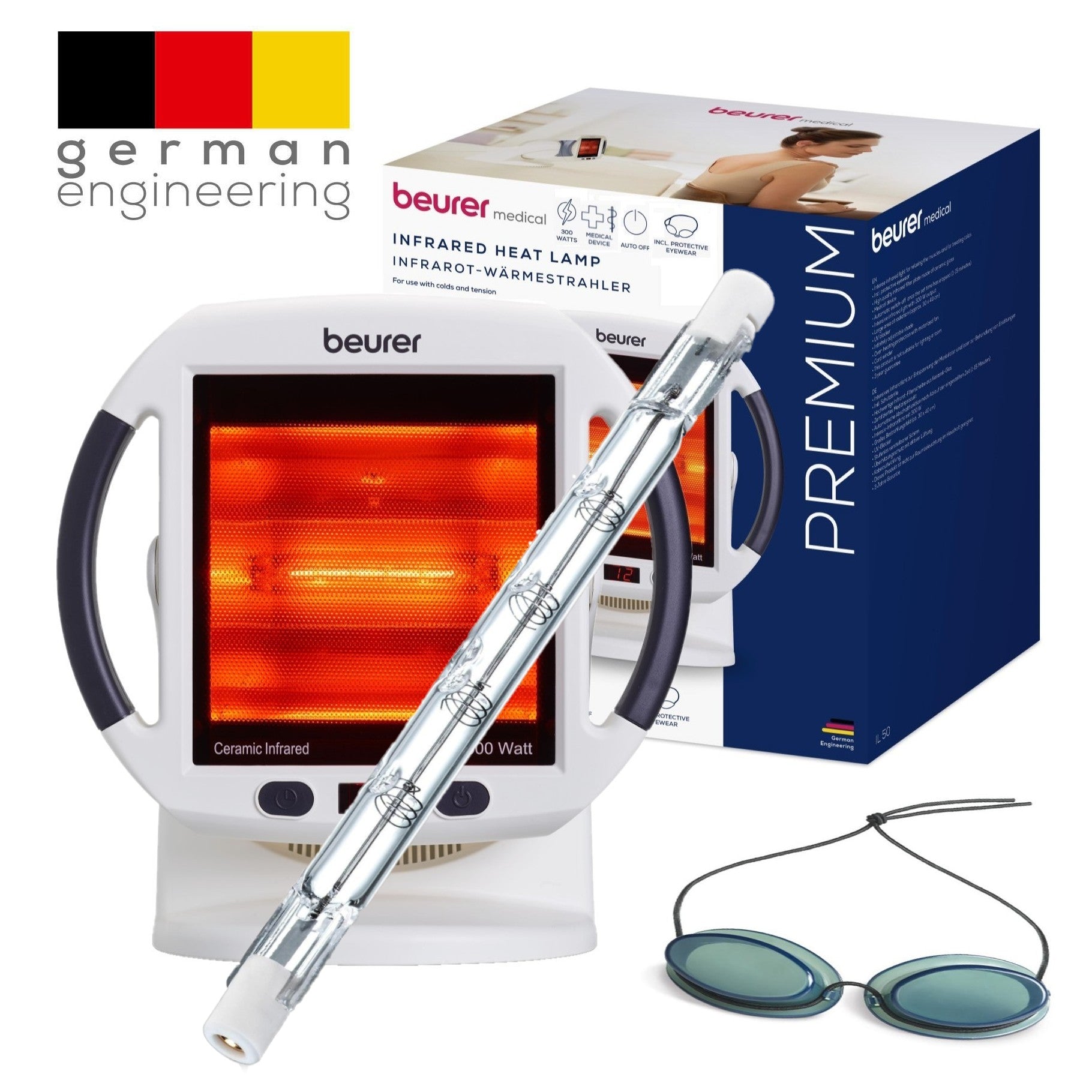 Beurer Replacement Bulb for use with Beurer IL 50, IL 60 & Sanitas SIL 45 Infrared Heat Lamps 300W