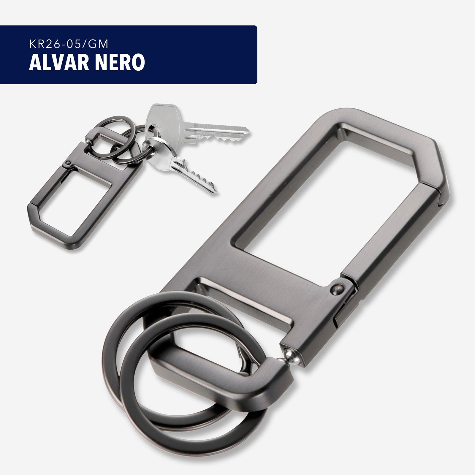 TROIKA Germany Click Clip Keyring | 2 Key Rings | Gunmetal Key Holder