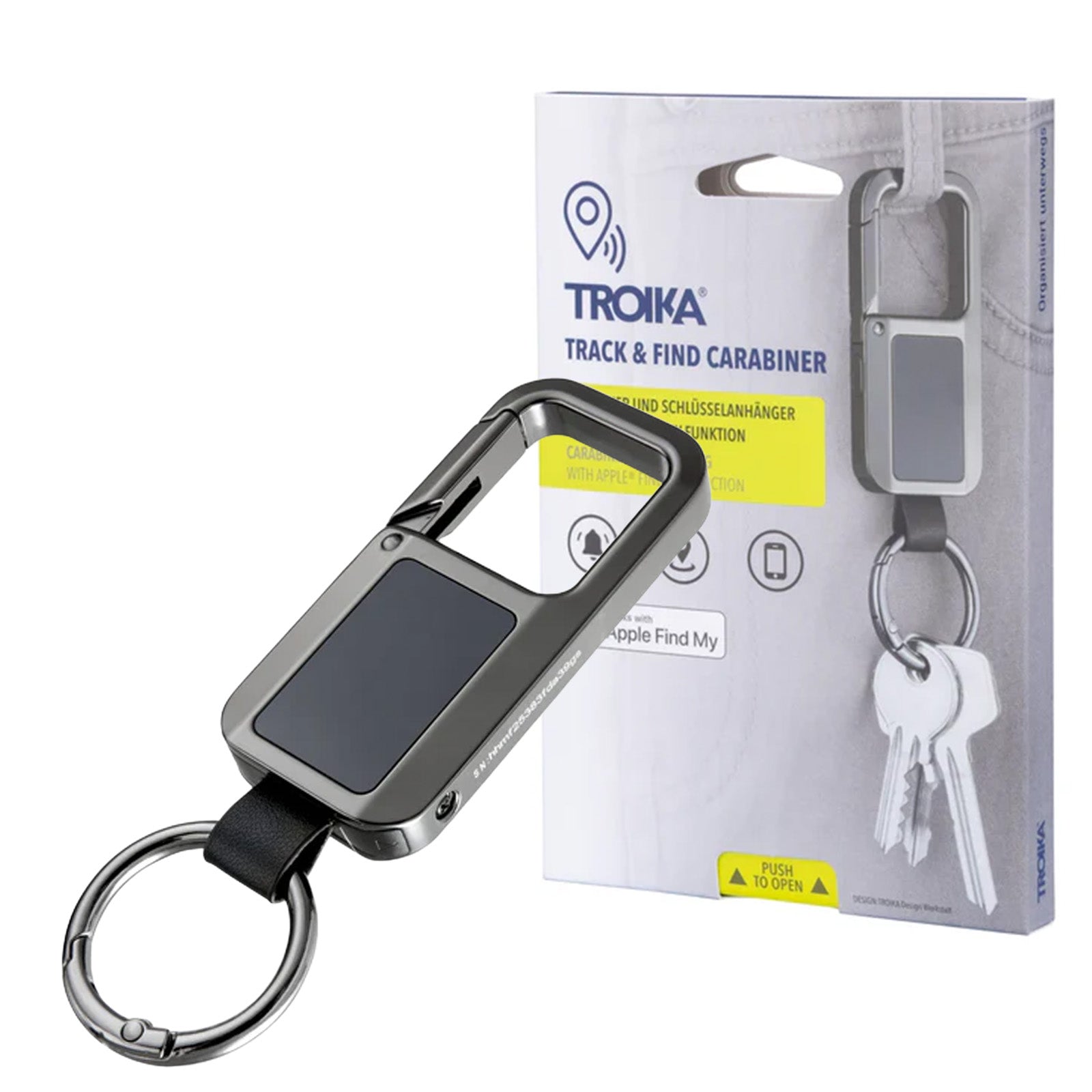TROIKA Germany Apple Find My Clip Keyring | Track Keys & Bags | Gunmetal