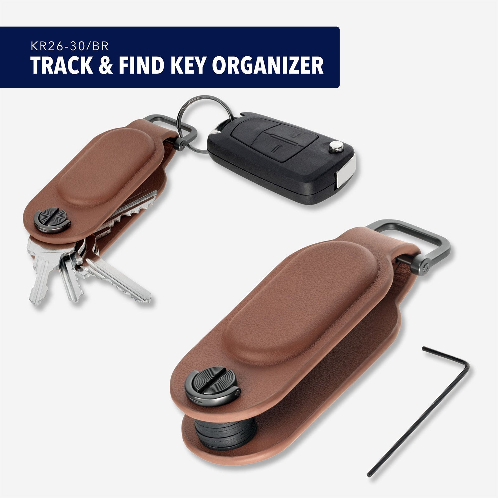 TROIKA Germany Apple Find My Key Organiser | Holds up to 4 Keys | Brown