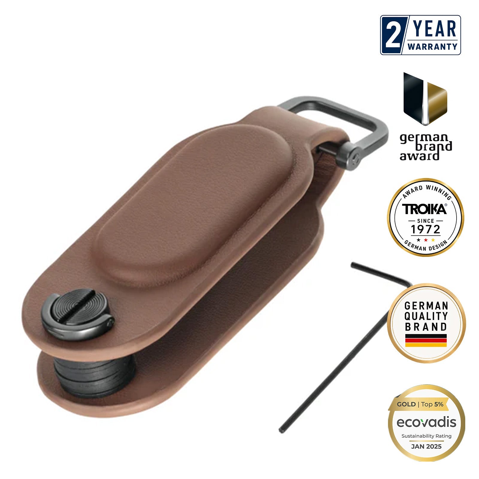 TROIKA Germany Apple Find My Key Organiser | Holds up to 4 Keys | Brown